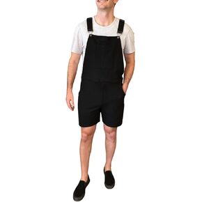 Swovie Shorts UPGRADED Unisex Sweatpants Bib Overalls Shorts for Men & Women, Midnight Black, Medium, Max Comfort, Organic Cotton Blend