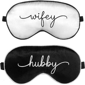 Honeymoon Sleep Masks Set | Wedding Gift for Bride and Groom | Satin Blindfolds (Hubby & Wifey)