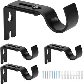 Qwork 4 Pack Hight Duty Startain Rod Brackets للحصول على قضيب 1 بوصة ، يمتد حاملي قضبان الستار القابل للتعديل من 3.5 إلى 4.6 بوصات ، للمنزل والمكتب