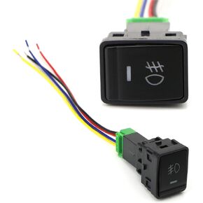Ijdmtoy Factory Style 4-Pole 12V دفع زر التبديل مع مصابيح مؤشر خلفية LED متوافقة مع أضواء الضباب ، DRL ، شريط مصباح LED ، إلخ ، FIT Nissan Murano Sentra Altima ، إلخ (الحجم: 30 × 23 مم)