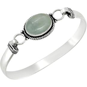 Natural Oval Gemstone Statement Cuff Bracelets for Women – Handmade Birthstone Bangle Bracelet Jewelry – Ideal Gift for Wedding, Christmas & Special Occasions
