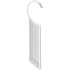 Right Left Fashion Fringe Cascade Cartilage Cuff Hook Ear Wrap Earring For Women Crystal Silver Tone Stainless Steel