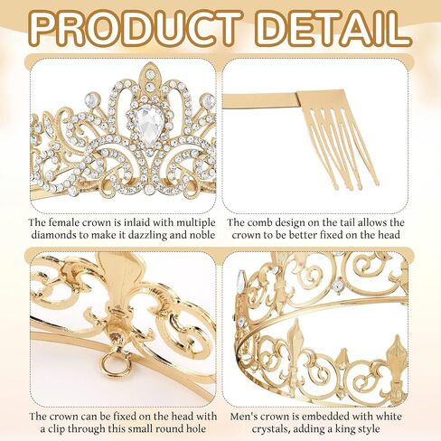 Lyrow 4 PCS Prom King and Queen Crowns and Sashes Struation Prom Prom King and Queen Tiara Sash for Party Favor in Saudi Arabia