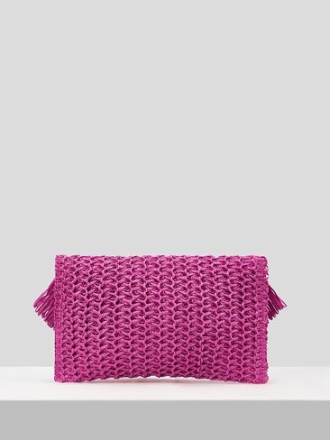 Floerns Women's Woven Straw Envelope Fringe Trim Rattan Beach Clutch Handbag in Saudi Arabia