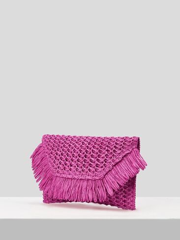 Floerns Women's Woven Straw Envelope Fringe Trim Rattan Beach Clutch Handbag in Saudi Arabia