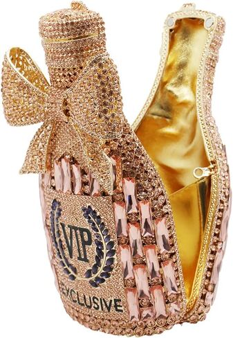 Women Rhinestone Crack Parse Champagne Bottle Bag Bag Bling Diamond Presh Bride Bride for Paty Wedding in Kuwait