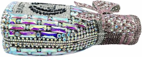 Women Rhinestone Crack Parse Champagne Bottle Bag Bag Bling Diamond Presh Bride Bride for Paty Wedding in Kuwait