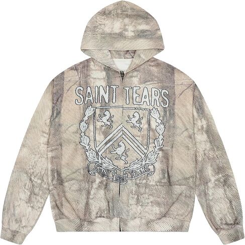 Arnodefrance Men Vintage Washed Graphic Zip Up Hoodies Printing Graffiti Hoodie Cotton Warm Pullover Coat Outerwear in Kuwait
