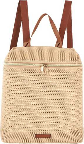 Women Medium Straw Handmade Woven Backpack Casual Daypack Shoulders Bag in Saudi Arabia