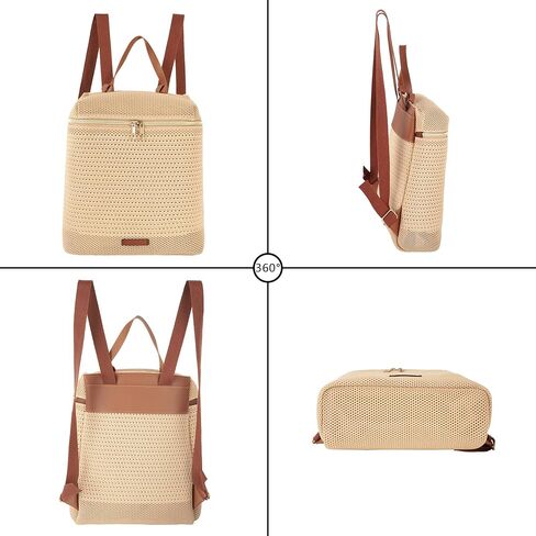 Women Medium Straw Handmade Woven Backpack Casual Daypack Shoulders Bag in Saudi Arabia