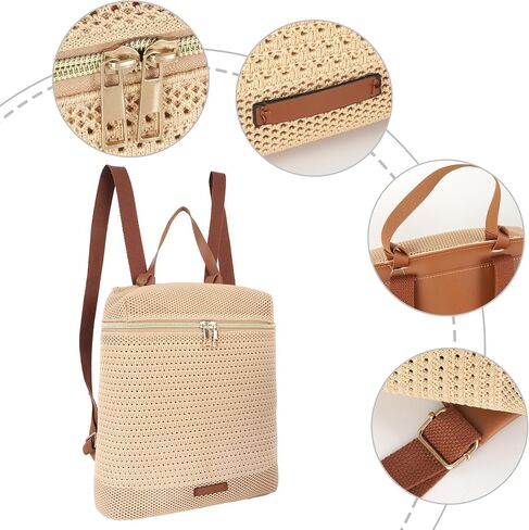 Women Medium Straw Handmade Woven Backpack Casual Daypack Shoulders Bag in Saudi Arabia