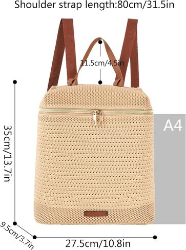 Women Medium Straw Handmade Woven Backpack Casual Daypack Shoulders Bag in Saudi Arabia