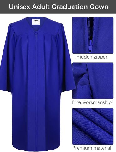 SOMSOC 5 Pieces Adults Matte Graduation Gown Cap Set with 2025 Tassel Graduation Sash Honor Cord Kit for High School College in Saudi Arabia