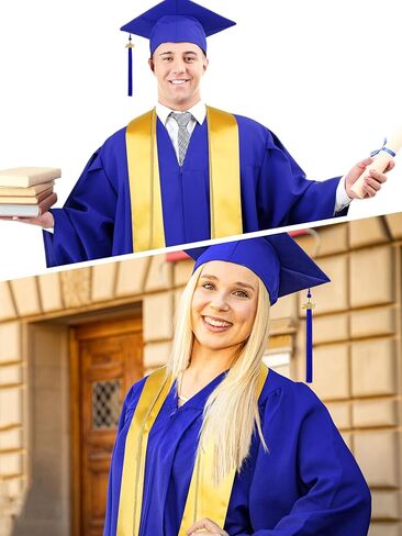 SOMSOC 5 Pieces Adults Matte Graduation Gown Cap Set with 2025 Tassel Graduation Sash Honor Cord Kit for High School College in Saudi Arabia