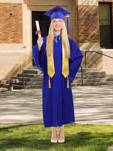 SOMSOC 5 Pieces Adults Matte Graduation Gown Cap Set with 2025 Tassel Graduation Sash Honor Cord Kit for High School College in Saudi Arabia