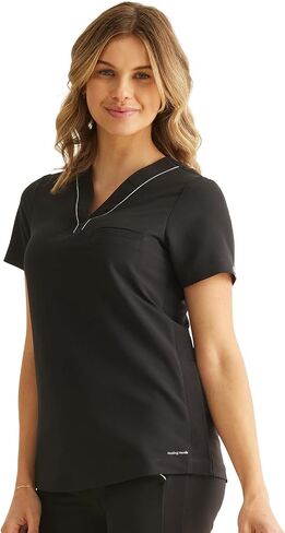 Healing Hands Women's V-Neck Scrub Top Stella with Reflective Trim, Welt Chest Pocket, Moisture Wicking & 360° Stretch HH700 in Saudi Arabia