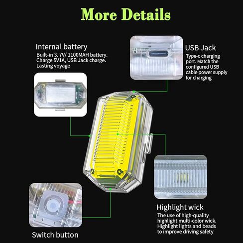 Wireless Strobe LED Lights,1 Pcs,RGB Emergency Warning Lights,USB Rechargeable,7 Colors,30 Flash Modes,High Brightness,1000mAh Ultra Long Battery Life,Compatible for Car,Motorcycle,Bicycle (M6-1) in Kuwait