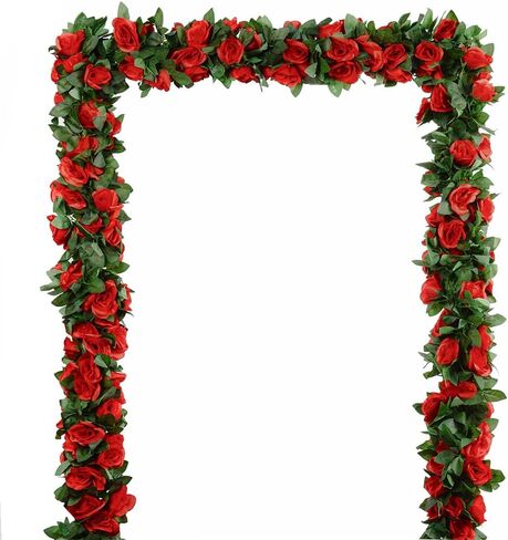 5Pcs(41FT) Flower Garland Artificial Rose Vine Garland Artificial Flowers for Wedding Party Arch Garden Floral Garlands Decor in Saudi Arabia