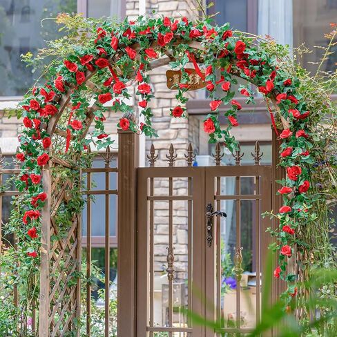 5Pcs(41FT) Flower Garland Artificial Rose Vine Garland Artificial Flowers for Wedding Party Arch Garden Floral Garlands Decor in Saudi Arabia