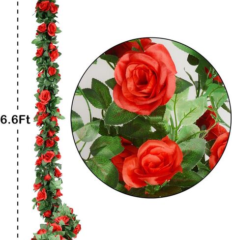 5Pcs(41FT) Flower Garland Artificial Rose Vine Garland Artificial Flowers for Wedding Party Arch Garden Floral Garlands Decor in Saudi Arabia