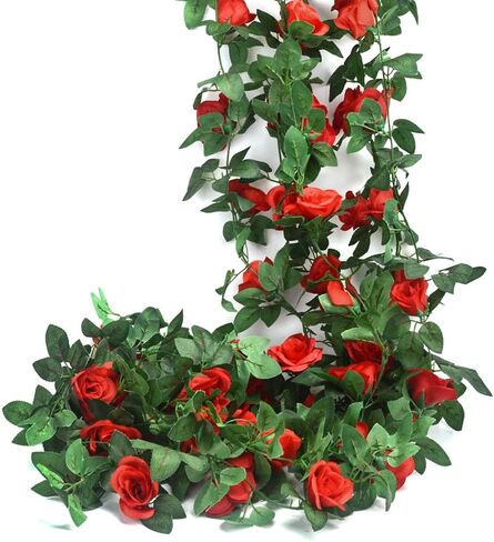 5Pcs(41FT) Flower Garland Artificial Rose Vine Garland Artificial Flowers for Wedding Party Arch Garden Floral Garlands Decor in Saudi Arabia