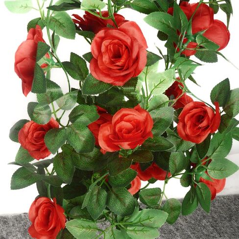 5Pcs(41FT) Flower Garland Artificial Rose Vine Garland Artificial Flowers for Wedding Party Arch Garden Floral Garlands Decor in Saudi Arabia