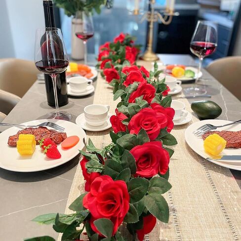 5Pcs(41FT) Flower Garland Artificial Rose Vine Garland Artificial Flowers for Wedding Party Arch Garden Floral Garlands Decor in Saudi Arabia