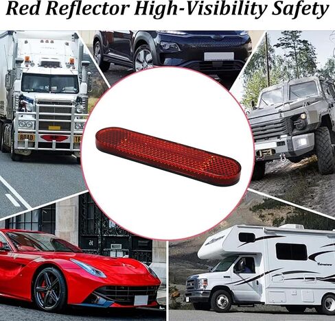 2Pcs 3.78 Inch Red Oval Reflector Stickers, Self-Adhesive Safety Reflectors for Trailers, Trucks, Motorcycles, Bicycles, Cars, Caravans, Boats in Saudi Arabia