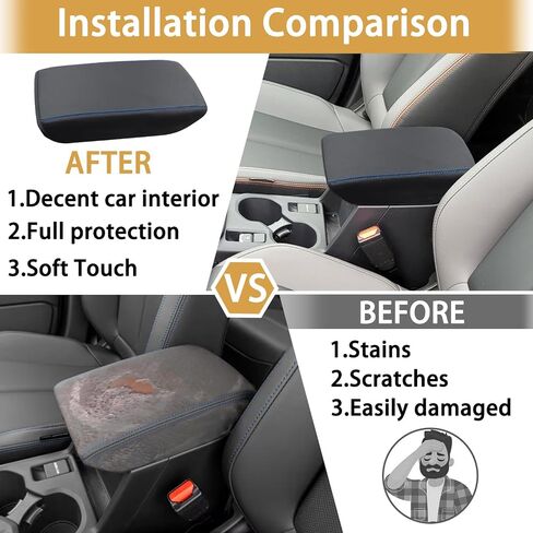 Center Console Armrest Cover for Subaru Forester Accessories 2025, Arm Rest Box Protective Cover, Armrest Lid Leather Cover, Custom Armrest Interior, Middle Console Cover (1pc, Blue Stitches) in Saudi Arabia