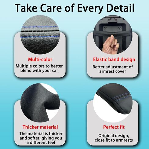 Center Console Armrest Cover for Subaru Forester Accessories 2025, Arm Rest Box Protective Cover, Armrest Lid Leather Cover, Custom Armrest Interior, Middle Console Cover (1pc, Blue Stitches) in Saudi Arabia