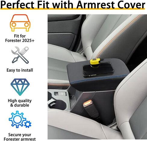Center Console Armrest Cover for Subaru Forester Accessories 2025, Arm Rest Box Protective Cover, Armrest Lid Leather Cover, Custom Armrest Interior, Middle Console Cover (1pc, Blue Stitches) in Saudi Arabia