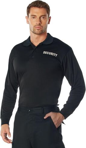 Rothco Moisture Wicking Long Sleeve Security Polo, Black - L in Saudi Arabia