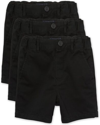 The Children's Place Baby Boys' and Toddler Stretch Chino Shorts, Black/Fin Gray/Flax 3-Pack, 4T in Saudi Arabia