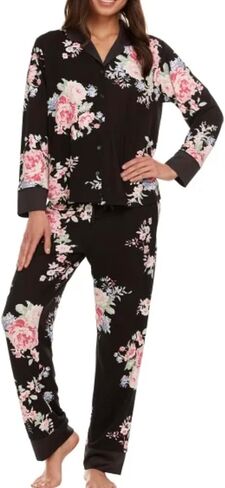 FN Women's 2 قطعة Super Super Satin Trim Troch Twch Twch Pajama Sleege Lounge in Kuwait