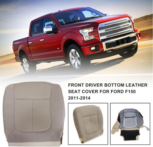 Driver Side Bottom Seat Cover Adobe Tan #MA or UA or MW or FW Cloth Left Compatible with Ford F150 Lariat Single-Cab Super Crew Crew-Cab 2011 2012 2013 2014 in Kuwait