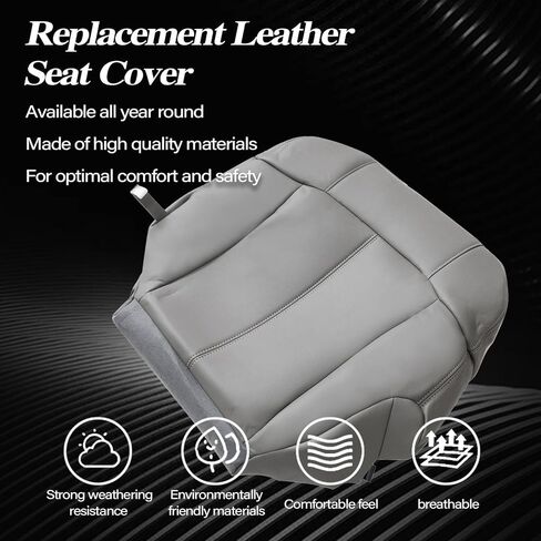 Secosautoparts السائق السائق السفلي البديل غطاء المقعد الجلدي بيوتر الرمادي #122 922 متوافق مع تشيفي سيلفرادو تاهو سوبربان GMC Sierra 1500 2500 3500 1999 2000 2001 2002 in Kuwait