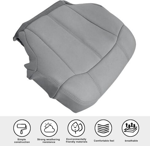 Secosautoparts السائق السائق السفلي البديل غطاء المقعد الجلدي بيوتر الرمادي #122 922 متوافق مع تشيفي سيلفرادو تاهو سوبربان GMC Sierra 1500 2500 3500 1999 2000 2001 2002 in Kuwait