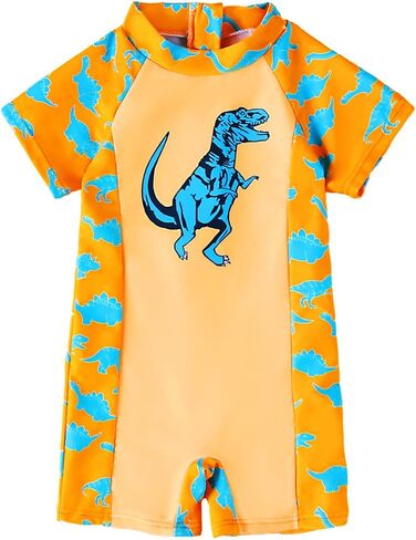 Toddler Boys One Piece Swimsuit Baby UPF 50+ Crab Cartoon Swimwear 3M-4T | Infant Boy Lovely Prints Rashguard Bathing Suit,Sun Protection,Short Sleeve,Zipper,Summer Beach Pool in Kuwait
