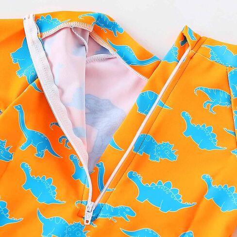 Toddler Boys One Piece Swimsuit Baby UPF 50+ Crab Cartoon Swimwear 3M-4T | Infant Boy Lovely Prints Rashguard Bathing Suit,Sun Protection,Short Sleeve,Zipper,Summer Beach Pool in Kuwait