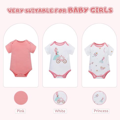 LAT 3 Pcs Baby Footie Pajamas，Infant Girls Boys One-Piece Footies Sleeper Newborn Cotton Sleepwear Outfits,zipper design in Saudi Arabia