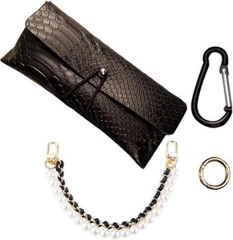 Soft Leather Glasses Bag, Glasses Case, Ladies' Portable Utra-Thin Sunglasses Cover With Pearl Chain in Kuwait