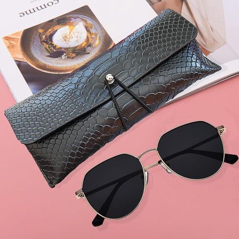 Soft Leather Glasses Bag, Glasses Case, Ladies' Portable Utra-Thin Sunglasses Cover With Pearl Chain in Kuwait