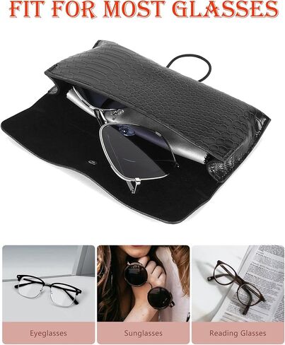 Soft Leather Glasses Bag, Glasses Case, Ladies' Portable Utra-Thin Sunglasses Cover With Pearl Chain in Kuwait