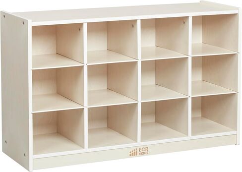 ECR4Kids 12 Cubby Mobile Tray Storage Cabinet, 3x4, Classroom Furniture, Natural in Kuwait