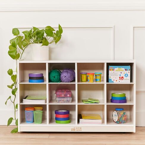 ECR4Kids 12 Cubby Mobile Tray Storage Cabinet, 3x4, Classroom Furniture, Natural in Kuwait