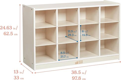 ECR4Kids 12 Cubby Mobile Tray Storage Cabinet, 3x4, Classroom Furniture, Natural in Kuwait