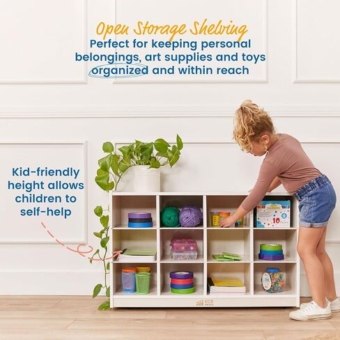ECR4Kids 12 Cubby Mobile Tray Storage Cabinet, 3x4, Classroom Furniture, Natural in Kuwait