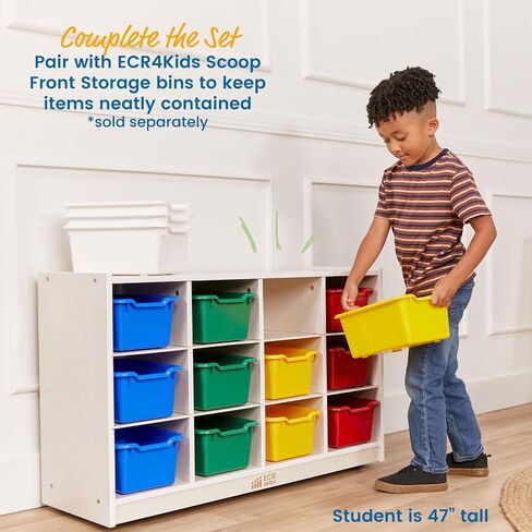 ECR4Kids 12 Cubby Mobile Tray Storage Cabinet, 3x4, Classroom Furniture, Natural in Kuwait