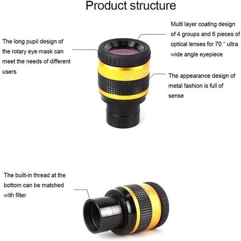 JUIYU Telescope Accessory Set 70 Degree Super Wide-Angle High Achromatic 1.25 Inch Metal Eyepiece Professional Telescope Accessories Telescope Camera (Color : 19mm) in Saudi Arabia